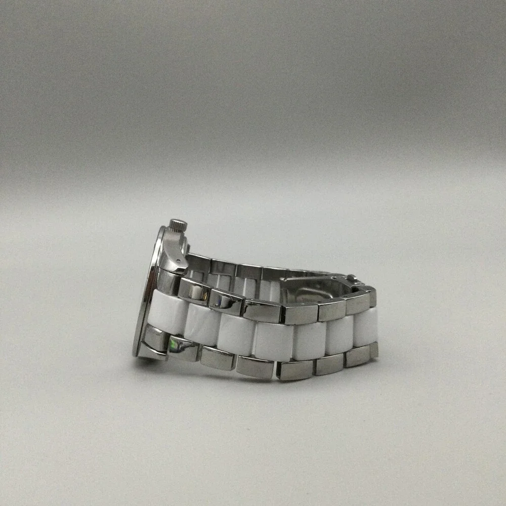 Anne Klein Diamond Women Watch 38mm Silver White Bracelet AK/1487 New Battery 7